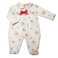 Just Too Cute Velour Romper in cream with red bow -- £5.99 per item - 3 pack