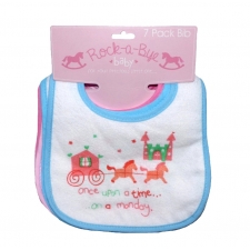 Rock a bye Baby Girl 7pk bibs ' Once Upon A Time ' -- £2.50 per item - 12 pack