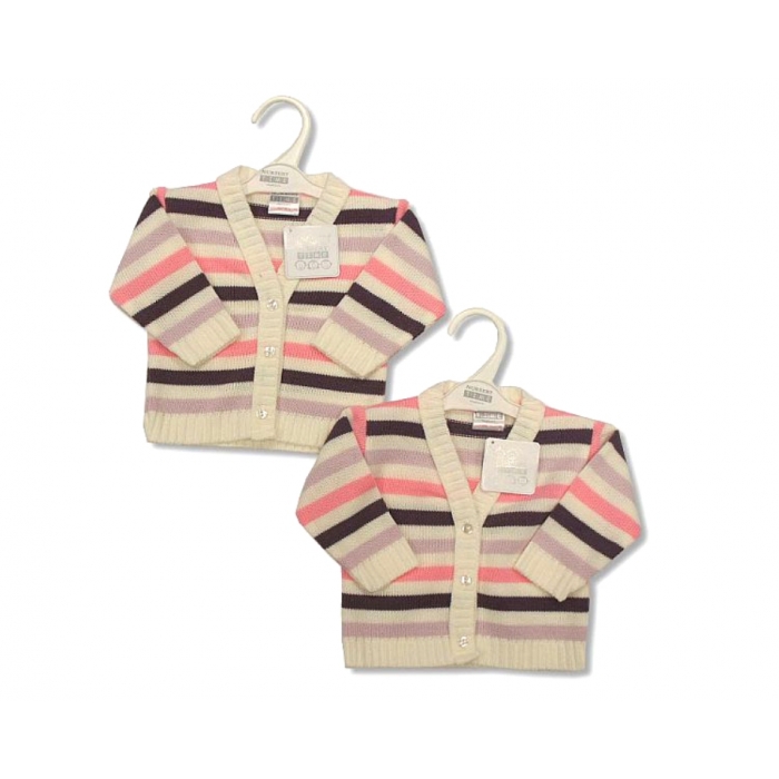 Nursery Time - baby Girls Cardigan Stripy 465  - Months NB, 0-3, 3-6 Months -- £3.50 per item - 3 pack